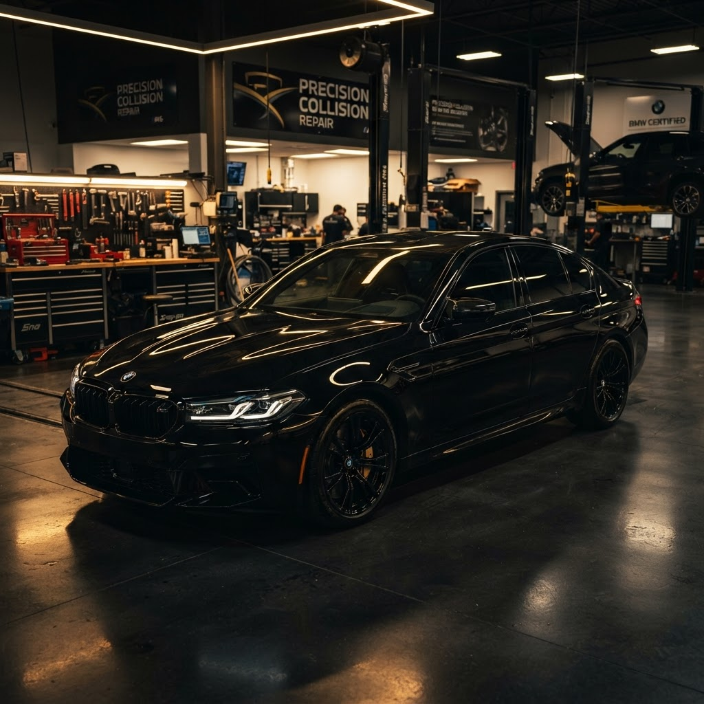 Repaired luxury sedan after collision repair in Everett MA